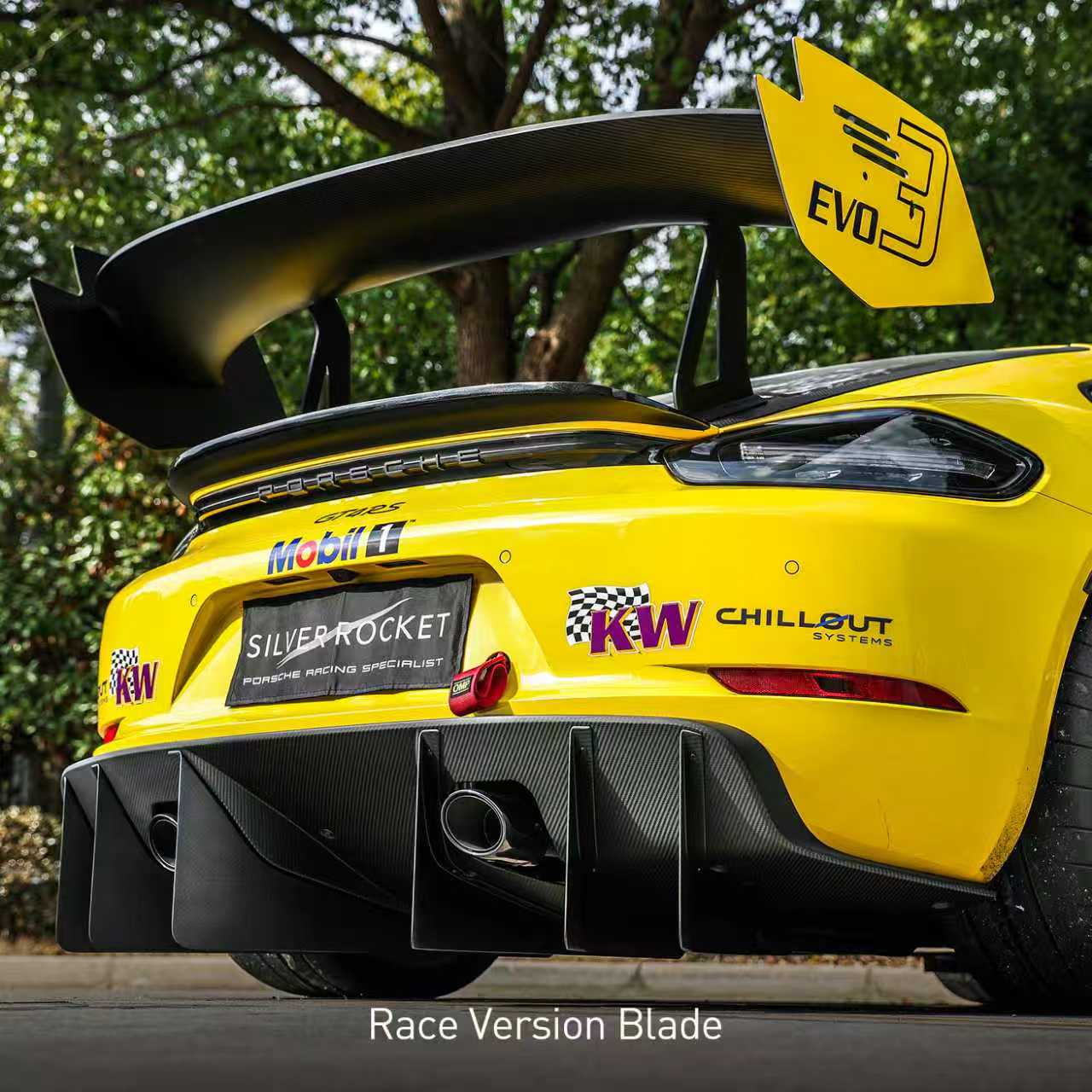 Silver Rocket SR Ultra Downforce Dry Carbon Fiber Rear Diffuser - 2022+ Porsche 718 Cayman GT4RS
