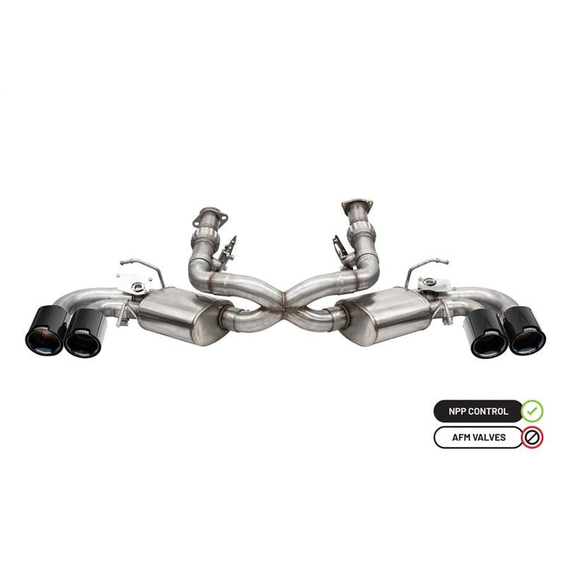 Corsa 3in Cat-Back Exhaust (valve Delete) w/4.5in Carbon Fiber Black Tips - 2020-2024 Chevrolet Corvette C8
