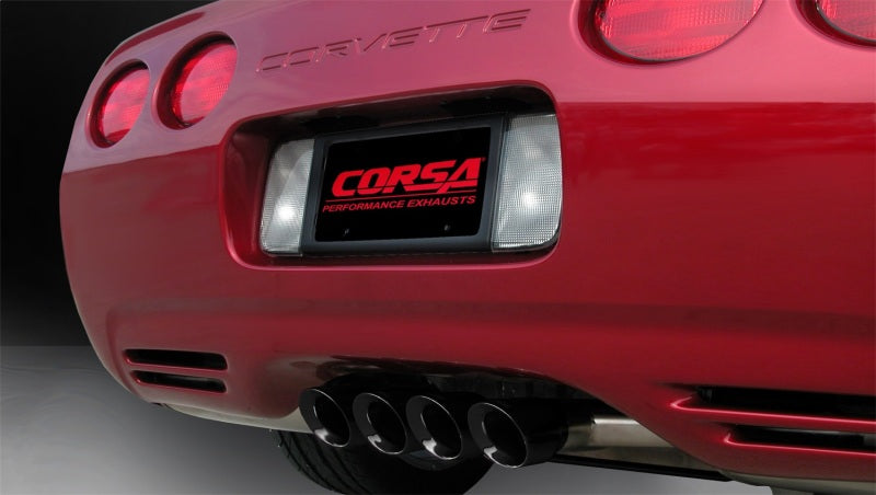 Corsa Sport Cat-Back Exhaust - Black Tigershark 3.5" Tips - 1997-2004 Chevrolet Corvette C5