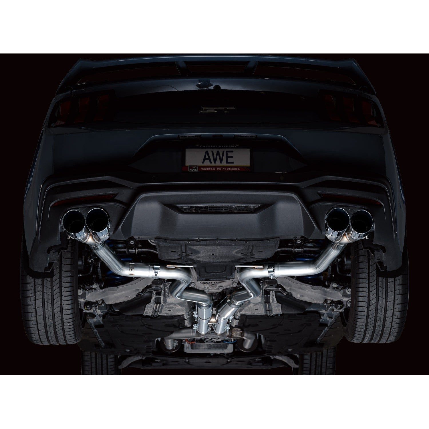 AWE Tuning Track Edition Catback Exhaust w/ Quad Chrome Silver Tips - 2024 Ford Mustang GT Fastback S650 RWD
