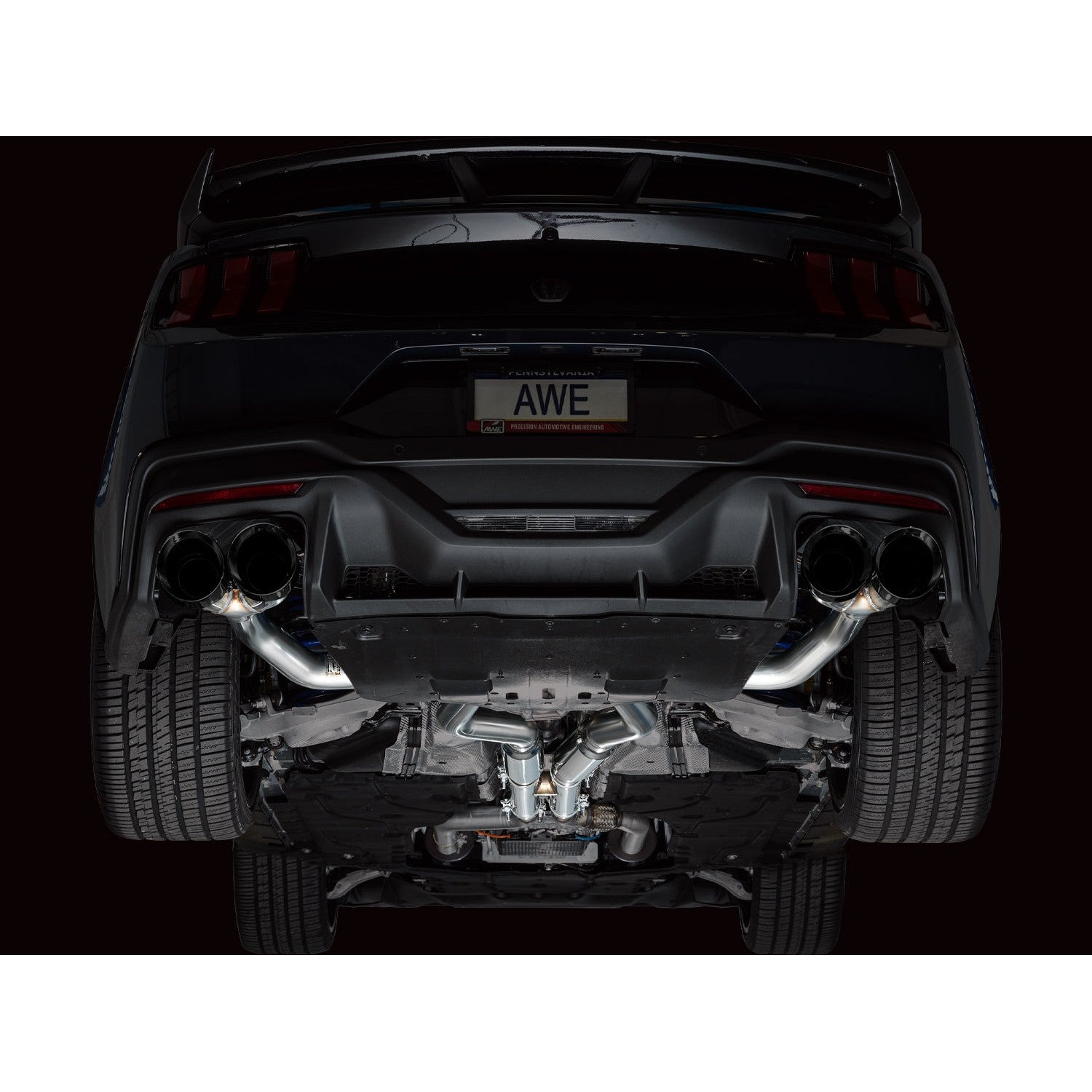 AWE Tuning Track Edition Catback Exhaust w/ Quad Diamond Black Tips - 2024 Ford Mustang Dark Horse S650 RWD
