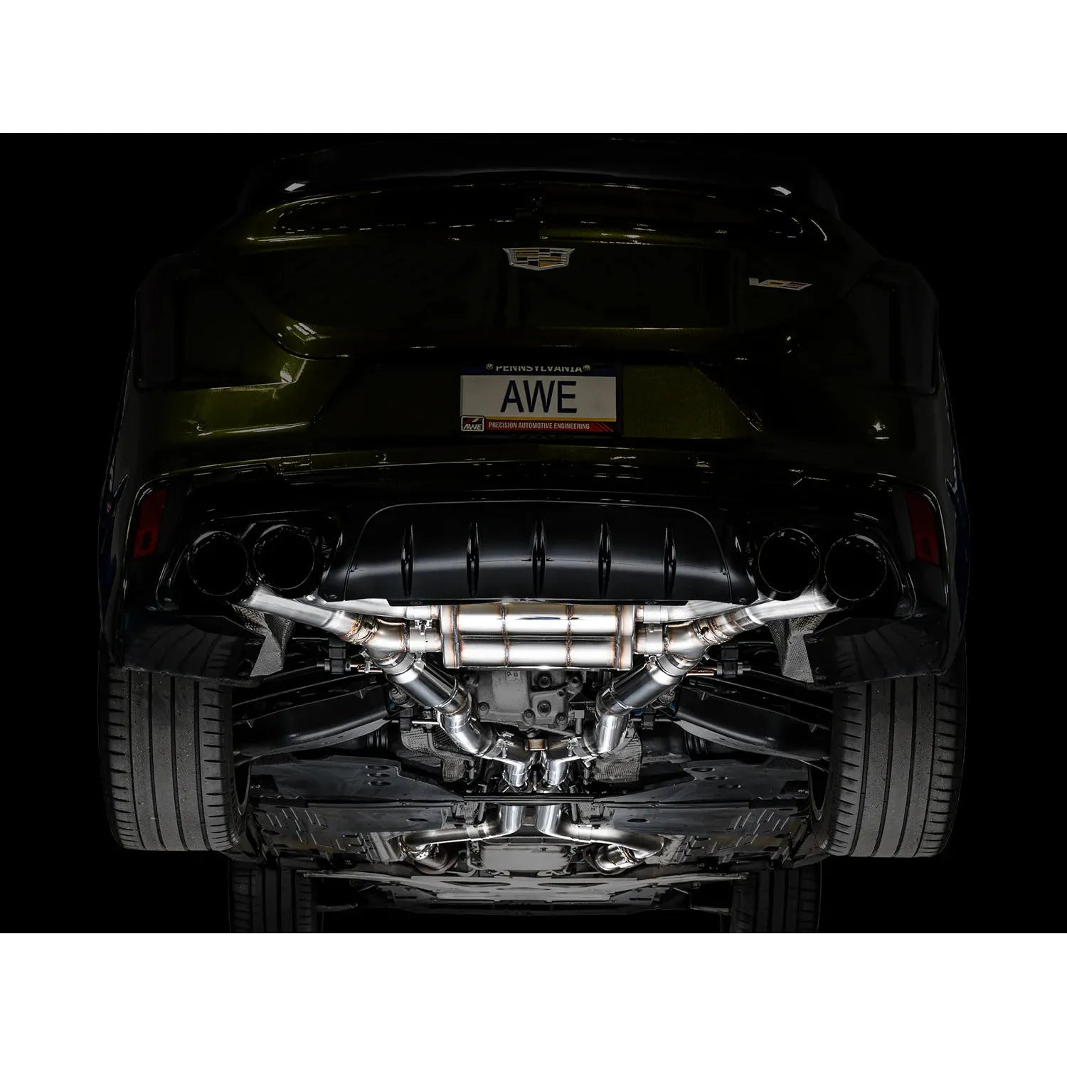 AWE Tuning SwitchPath Exhaust w/Diamond Black Tips for 2021+ Cadillac CT4-V Blackwing