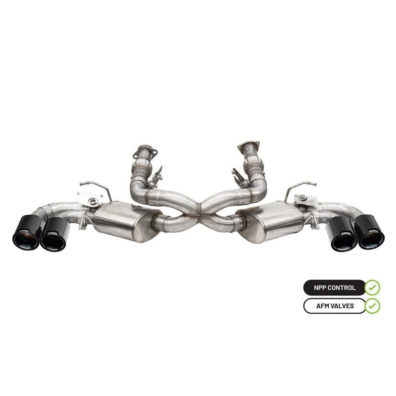 Corsa 3in Valved Cat-Back w/ 4.5in Carbon Fiber Black Tips - 2020-2023 Chevrolet Corvette C8