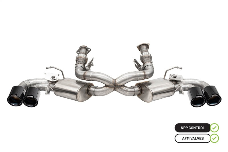 Corsa 3in Valved Cat-Back w/ 4.5in Carbon Fiber Black Tips - 2020-2023 Chevrolet Corvette C8