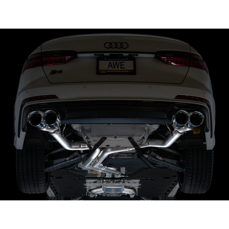 AWE Tuning 19-23 Audi C8 S6/S7 2.9T V6 AWD Track Edition Exhaust - Chrome Silver Tips