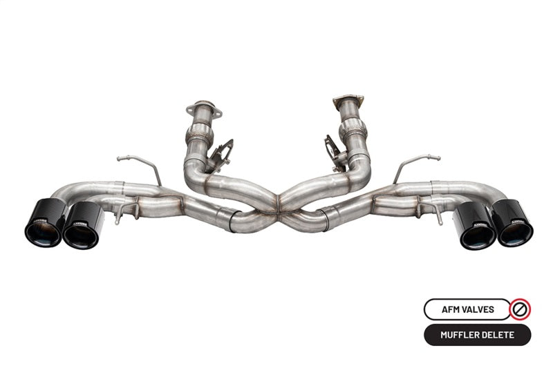 Corsa 3in Cat-Back Exhaust (Valve Delete) (Muffler Delete) w/4.5in CF Black Tips - 2020-2024 Chevrolet Corvette C8