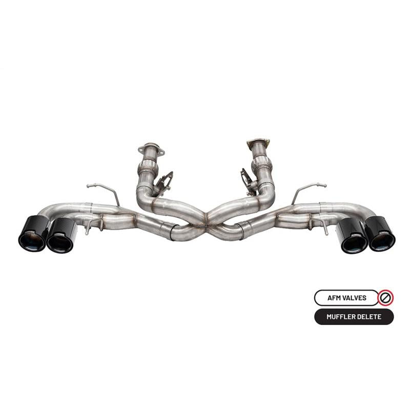 Corsa 3in Cat-Back Exhaust (Valve Delete) (Muffler Delete) w/4.5in CF Black Tips - 2020-2024 Chevrolet Corvette C8