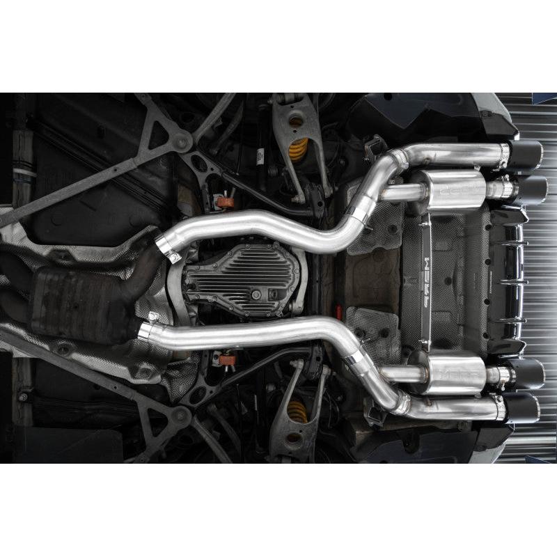 MBRP 18-22 BMW M2 Competition 3.0L T304 SS 3in Resonator-Back Exhaust Quad Rear w/ Carbon Fiber Tips