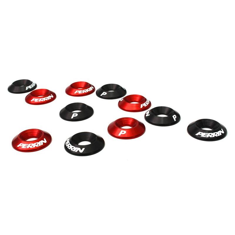Perrin 15-16 Subaru WRX Engine Cover Lock Down - Black Washers