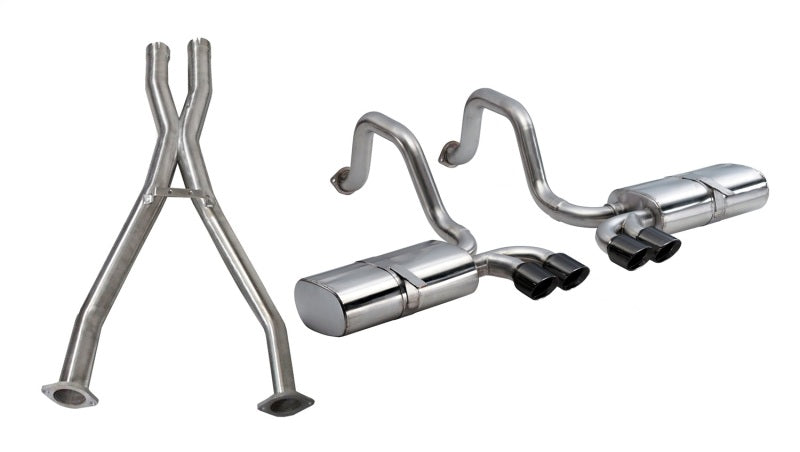 Corsa Sport Cat-Back Exhaust - Black Twin 3.5" Tips - 1997-2004 Chevrolet Corvette C5