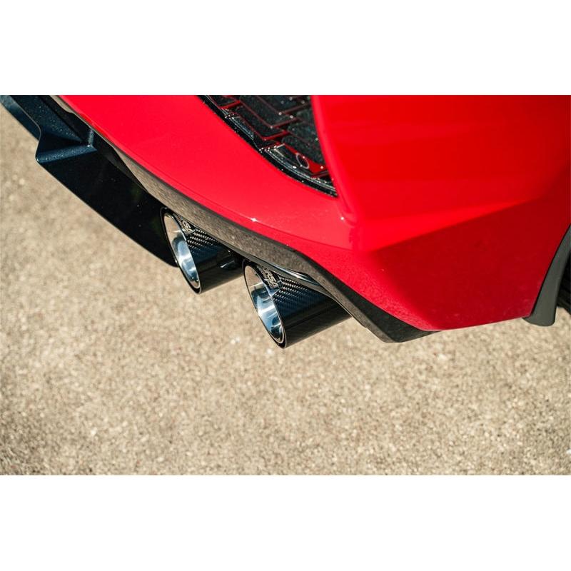 Corsa 3in Cat-Back Exhaust (No Muffler) (Carbon Fiber Polished Tips) - 2020-2024 Chevrolet Corvette C8