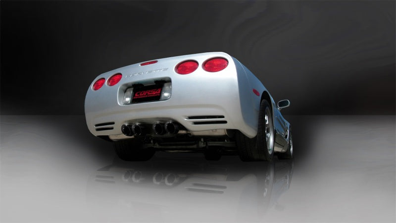 Corsa Sport Cat-Back Exhaust - Black Twin 3.5" Tips - 1997-2004 Chevrolet Corvette C5
