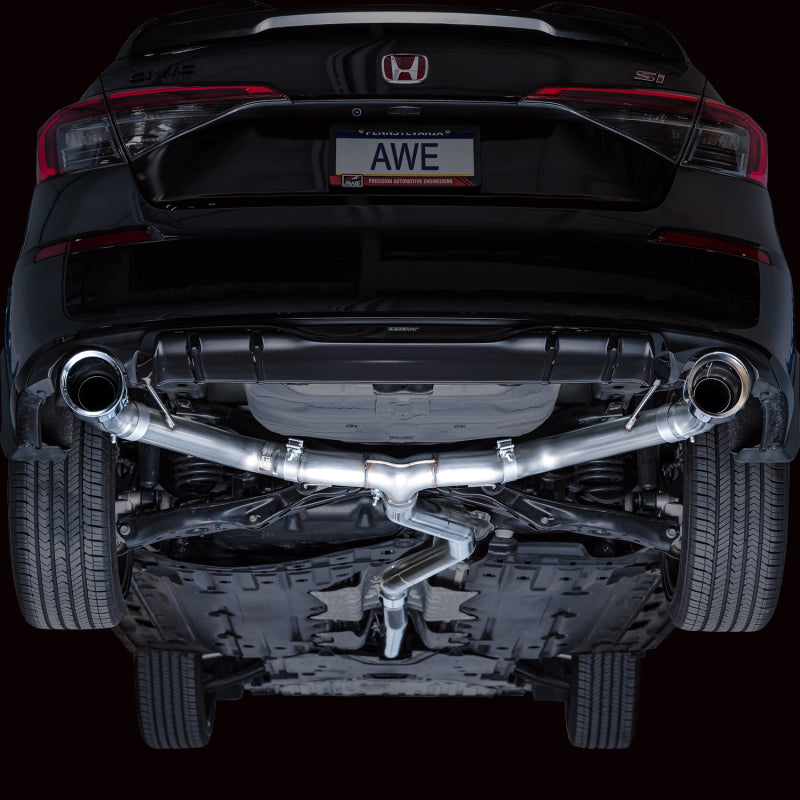 AWE Tuning 2022+ Honda Civic Si FE1 FWD Track Edition Catback Exhaust - Dual Chrome Silver Tips