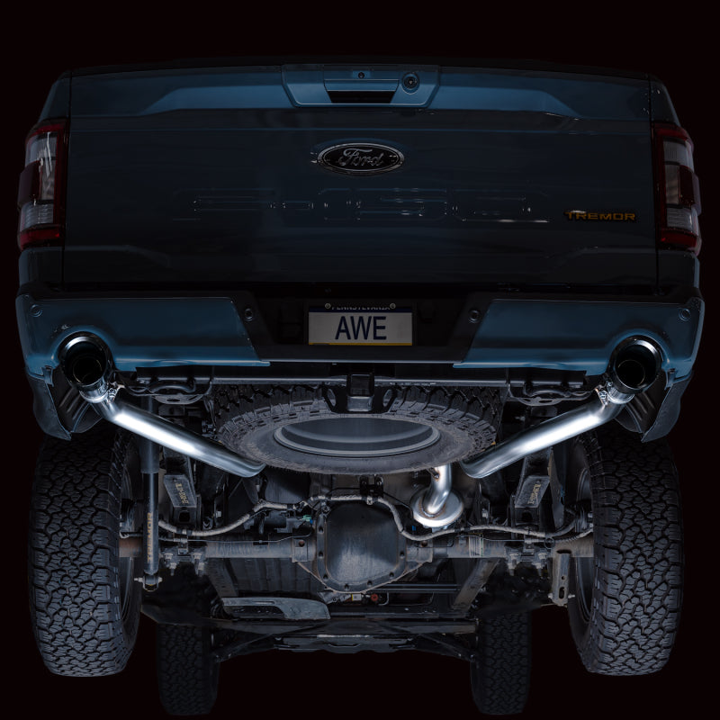 AWE Tuning Tuning 2021+ Ford F-150 Tremor (w/ Bumper Cutouts) 0FG Non-Resonated Catback -Diamond Black Tips