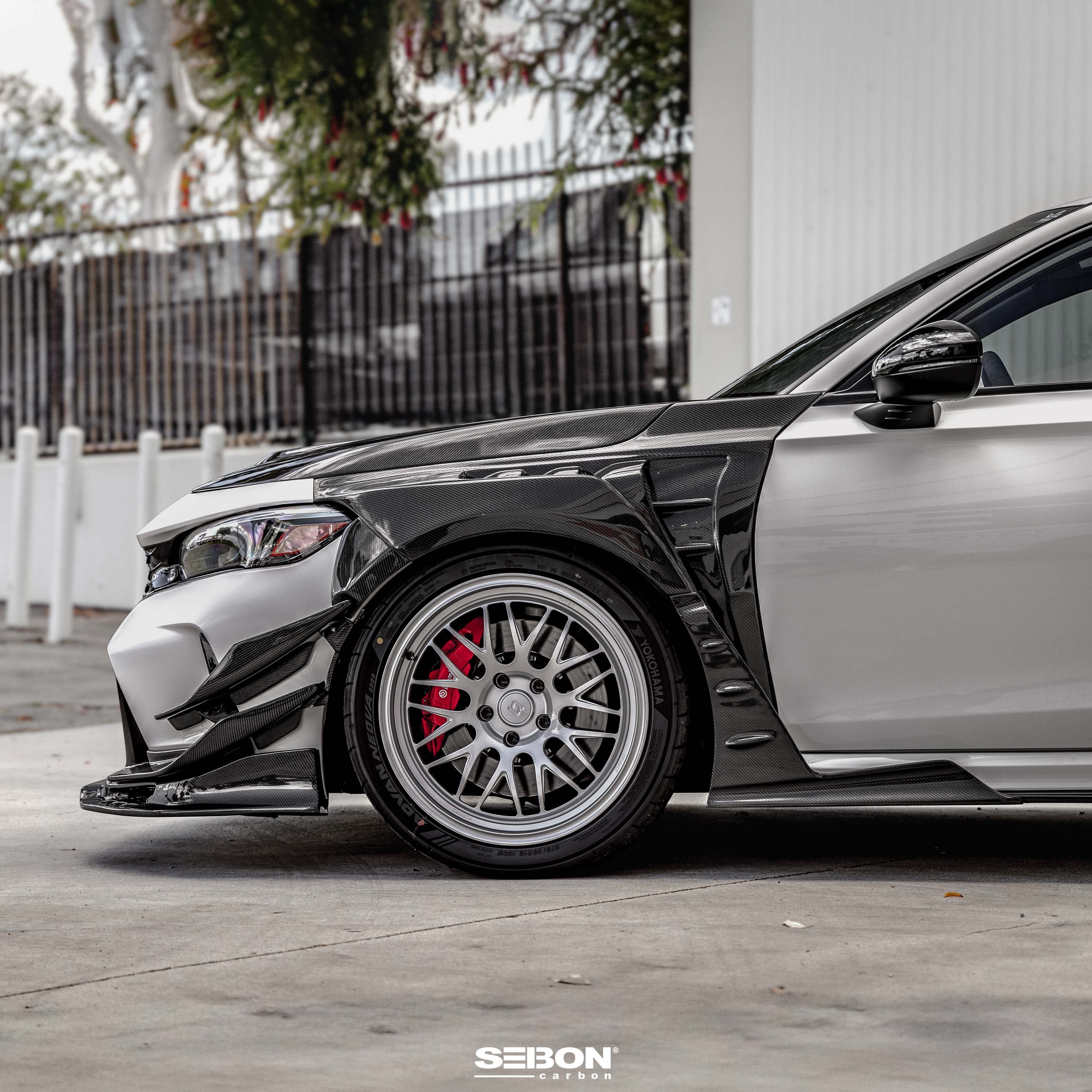 Seibon MB-Style Carbon Fiber Front Side Skirt Extensions - 2023-2025 Honda Civic Type R