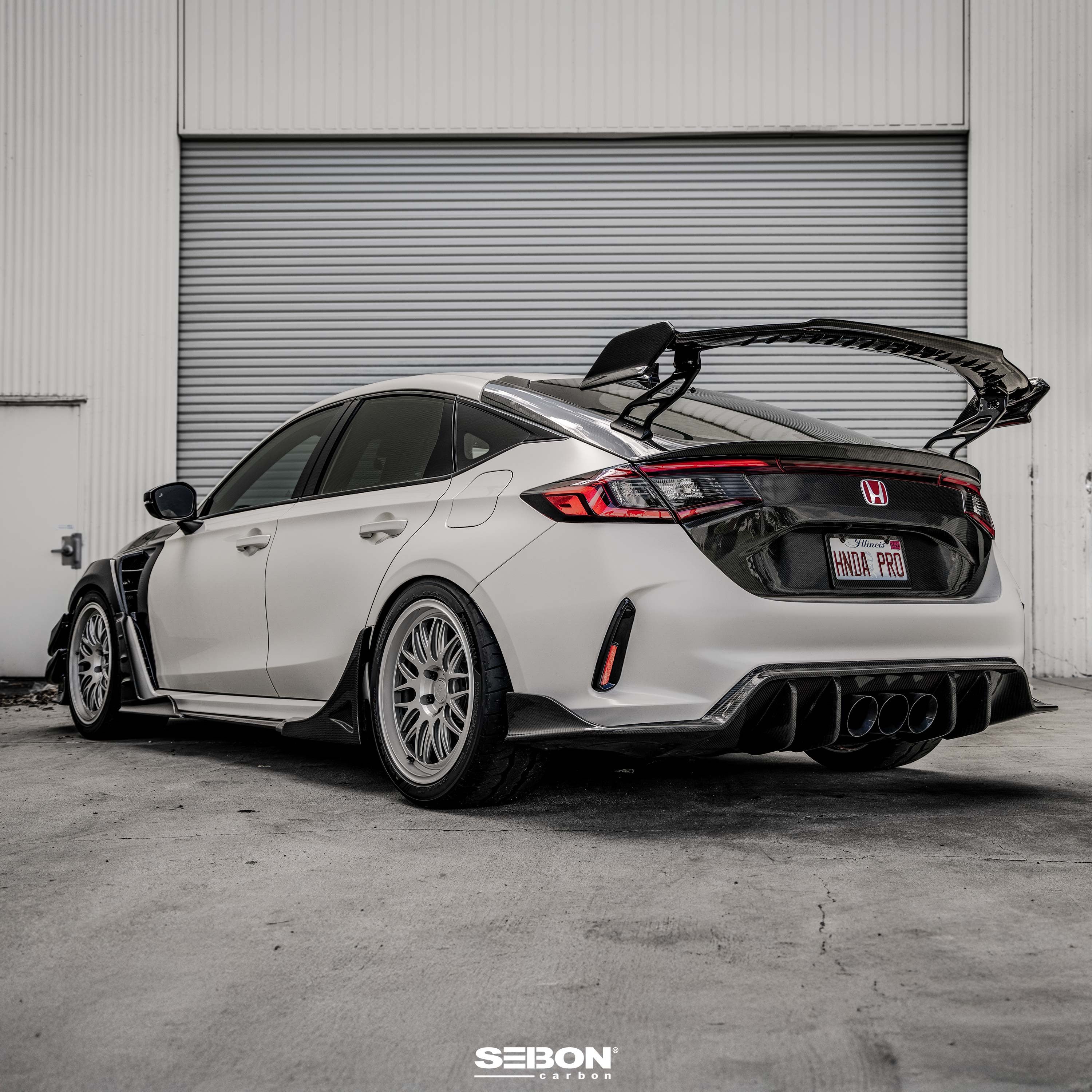 Seibon MB-Style Carbon Fiber Rear Side Skirt Extensions - 2023-2025 Honda Civic Type R