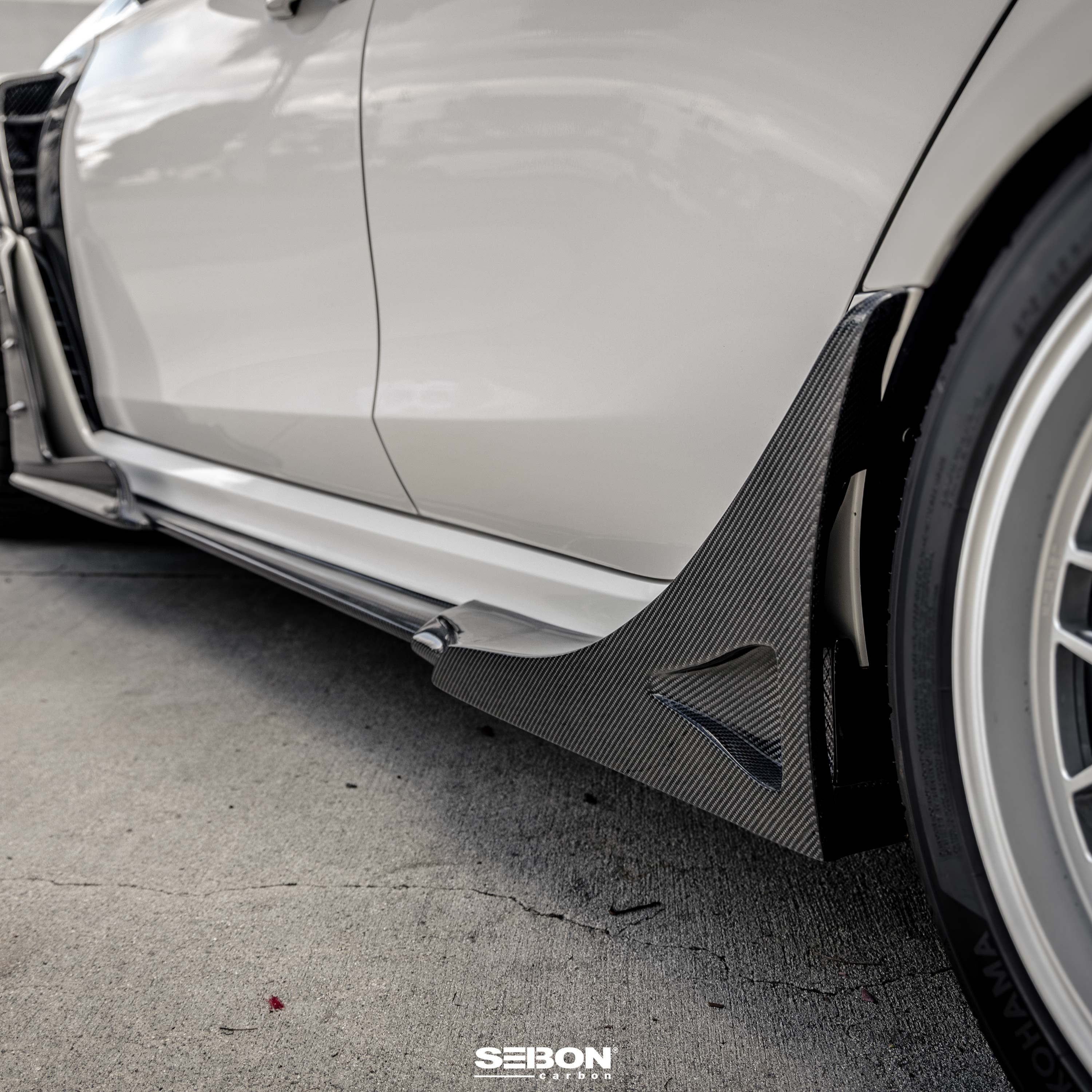 Seibon MB-Style Carbon Fiber Rear Side Skirt Extensions - 2023-2025 Honda Civic Type R