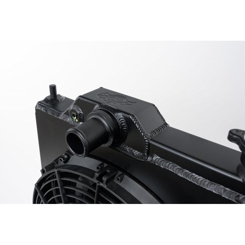 CSF 96-07 Mitsubishi Evo 4/5/6/7/8/9 Full-Slim Radiator w/12in Fan & Shroud/-16AN - Black - T1 Motorsports