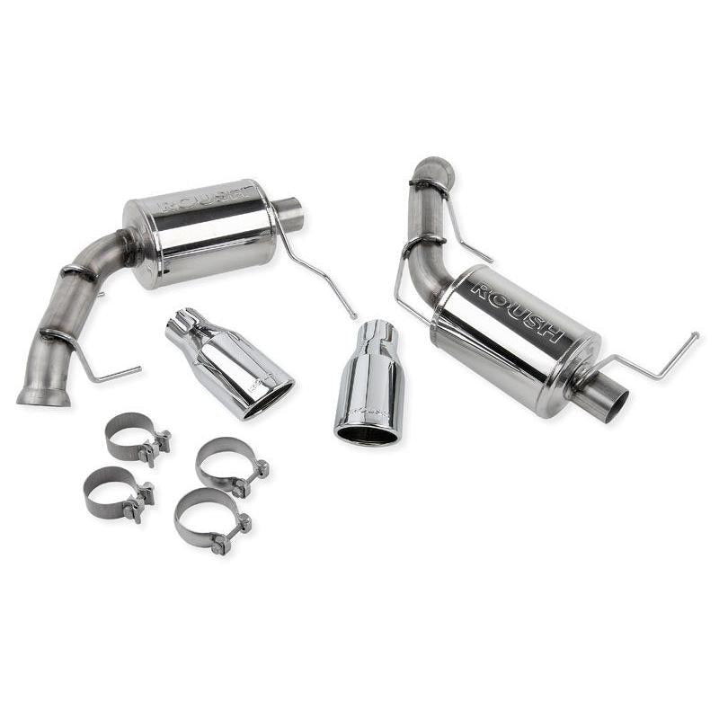 ROUSH 2011-2014 Ford Mustang V6 Enhanced Sound Dual Axle-Back w/ Round Tips