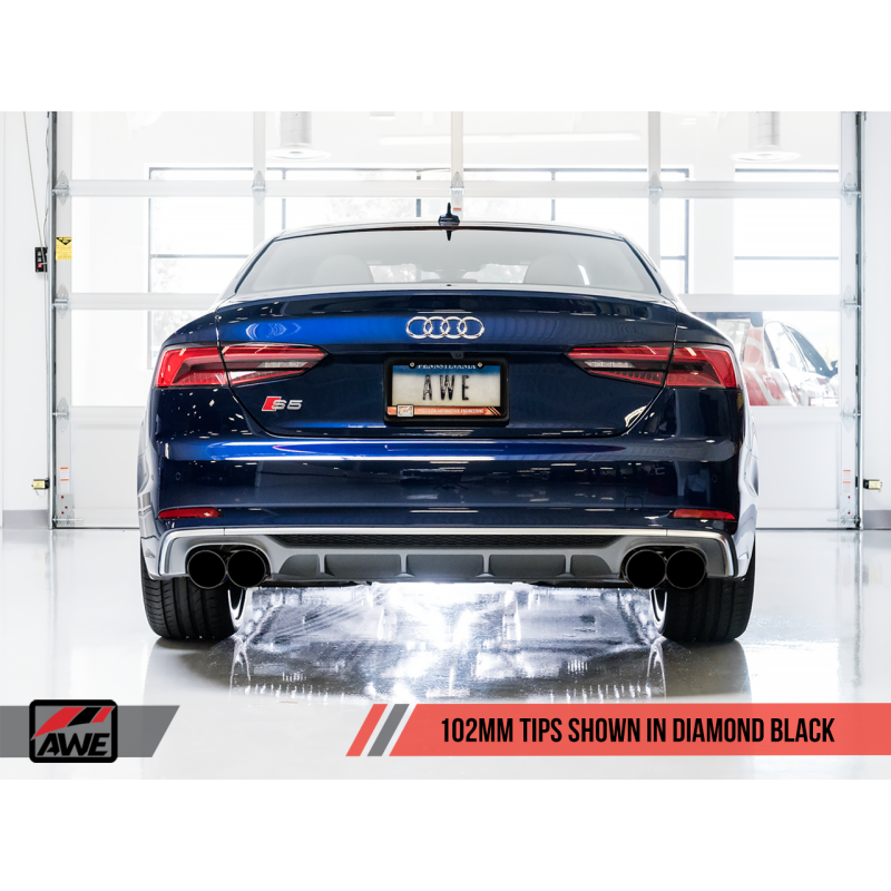AWE Tuning Audi B9 S5 Coupe 3.0T Track Edition Exhaust - Diamond Black Tips (102mm)