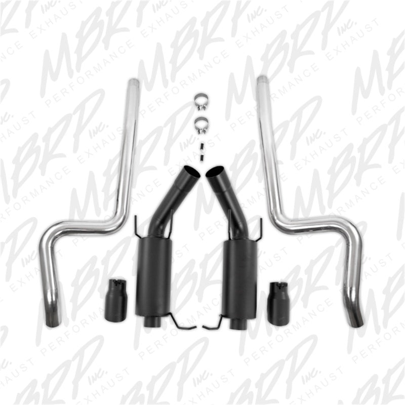 MBRP 11-14 Ford Mustang GT 5.0L 3in Cat Back Dual Split Rear Street Version 4in Tips - Black - T1 Motorsports