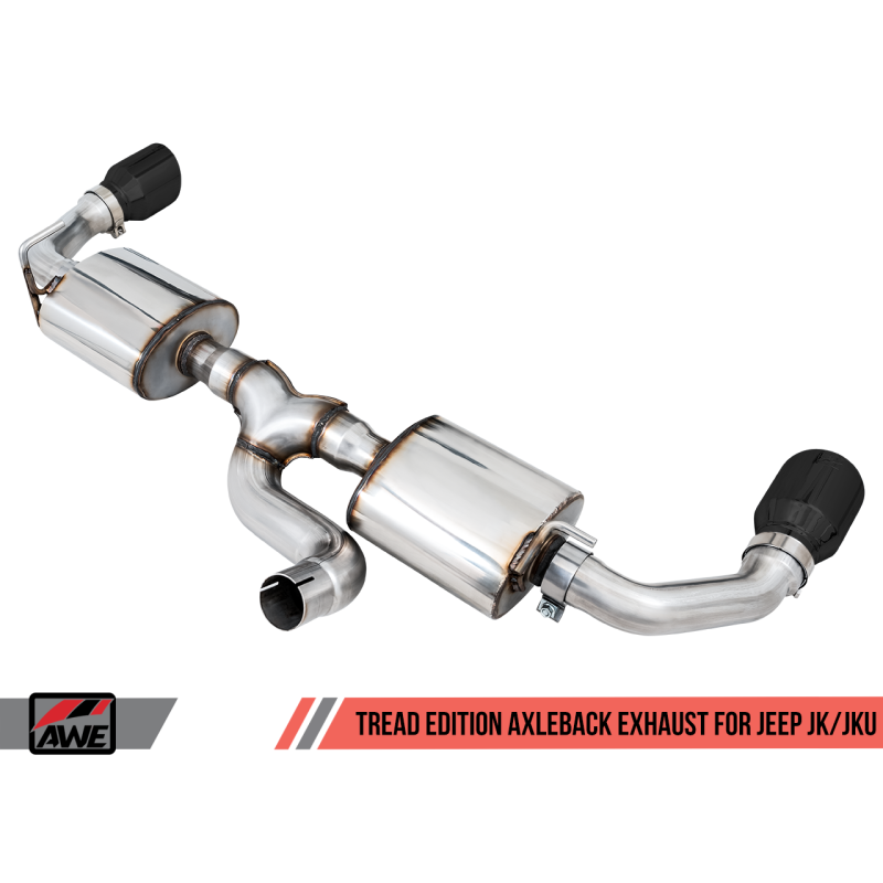 AWE Tuning 2018+ Jeep Wrangler JL/JLU Tread Edition Axle-Back Dual Exhaust - Diamond Black Tips