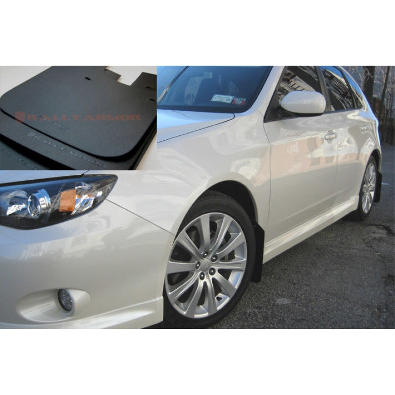 Rally Armor 08-10 Subaru WRX (Hatch & Sedan) / 08-11 Impreza 2.5i Basic Black Mud Flap w/ Black Logo - T1 Motorsports