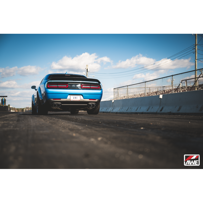 AWE Tuning 2015+ Dodge Challenger 6.4L/6.2L Non-Resonated Touring Edition Exhaust - Quad Silver Tips