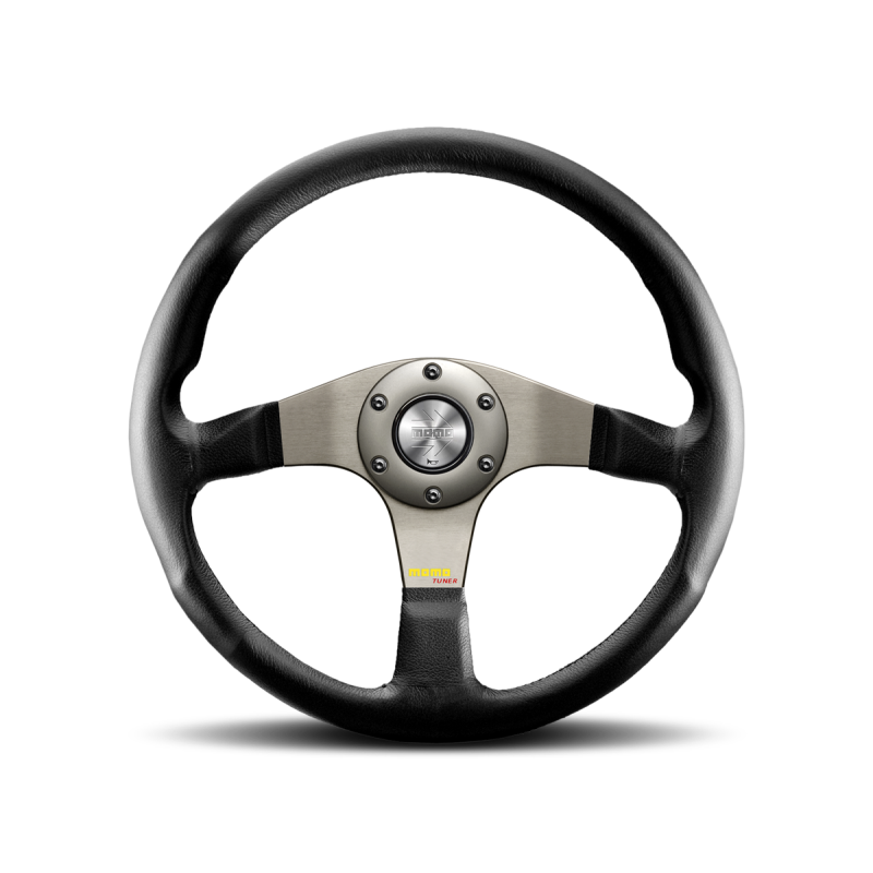 Momo Tuner Steering Wheel 350 mm - Black Leather/Red Stitch/Black Spokes