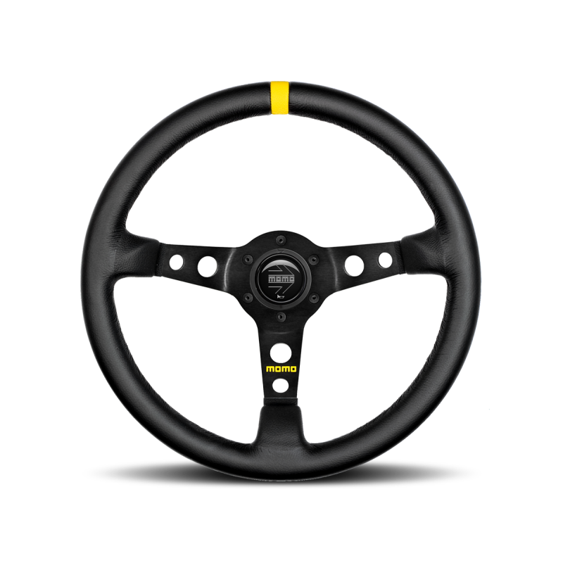 Momo MOD07 Steering Wheel 350 mm - Black Leather/Black Spokes/1 Stripe
