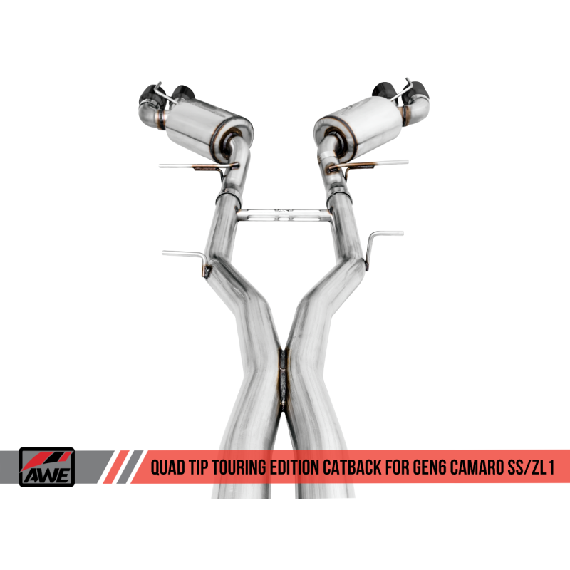AWE Tuning 16-19 Chevy Camaro SS Res Cat-Back Exhaust -Touring Edition (Quad Diamond Black Tips)
