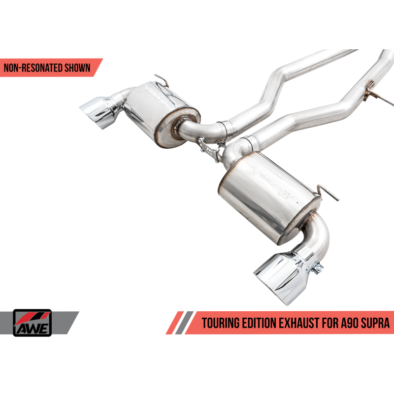 AWE Tuning 2020+ Toyota Supra A90 Non-Resonated Touring Edition Exhaust - 5in Chrome Silver Tips