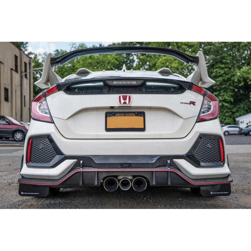 Rally Armor 17-21 Honda Civic Type R White UR Mud Flap w/ Black Logo - T1 Motorsports