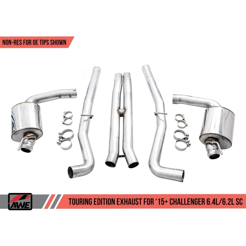 AWE Tuning 2015+ Dodge Challenger 6.4L/6.2L Non-Resonated Touring Edition Exhaust - Use Stock Tips