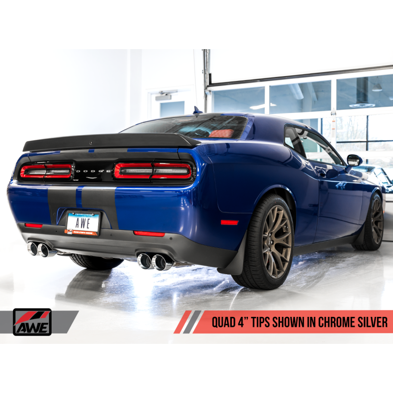 AWE Tuning 2017+ Challenger 5.7L Touring Edition Exhaust - Non-Resonated - Chrome Silver Quad Tips