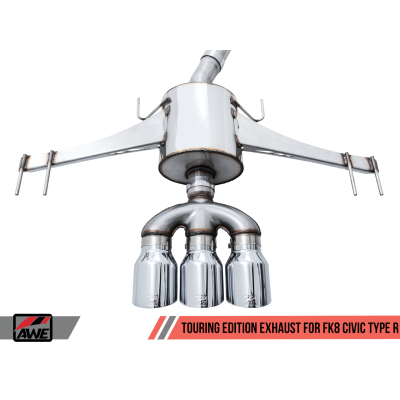 AWE Tuning 2017+ Honda Civic Type R Touring Edition Exhaust w/Front & Mid Pipes - Chrome Silver Tips
