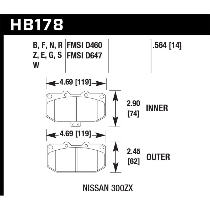 Hawk 2/1989-1996 Nissan 300ZX Base (Excl. Turbo) HPS 5.0 Front Brake Pads - T1 Motorsports