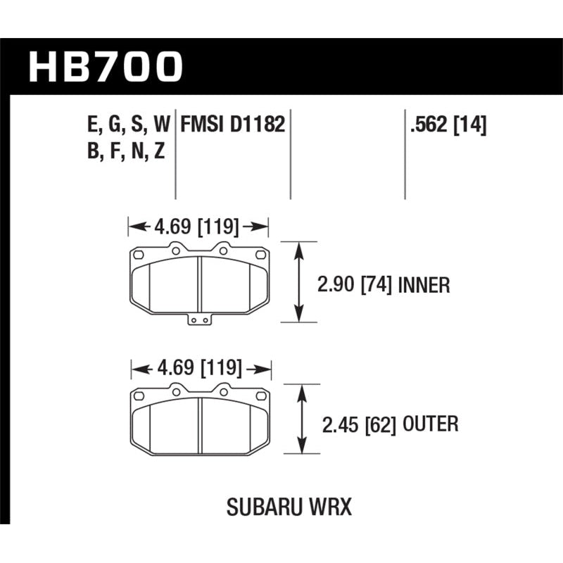 Hawk 06-07 Subaru Impreza WRX DTC-30 Front Race Brake Pads - T1 Motorsports