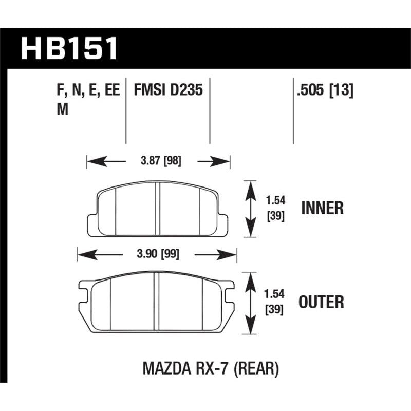 Hawk 81-85 Mazda RX-7 Blue 9012 Rear Race Brake Pads - T1 Motorsports