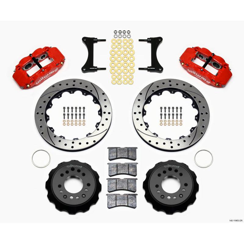 Wilwood Narrow Superlite 6R Front Hat Kit 12.88in Drill Red 93-96 Mazda RX7 - T1 Motorsports