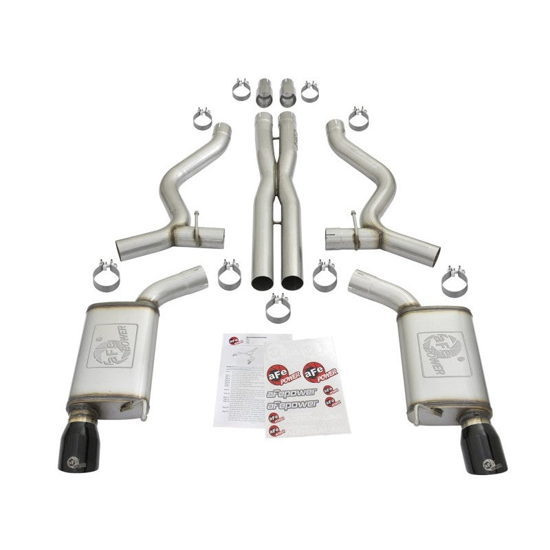 aFe MACHForce XP 3in 304 SS Cat-Back Exhausts w/ Black Tips 15-17 Ford Mustang GT V8-5.0L/V6-3.7L