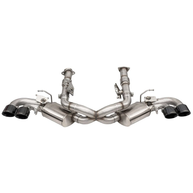 Corsa 2020 Corvette C8 3in Valved Cat-Back 4.5in Blk Quad Tips Fits Factory Perf Exhaust Deletes AFM - T1 Motorsports