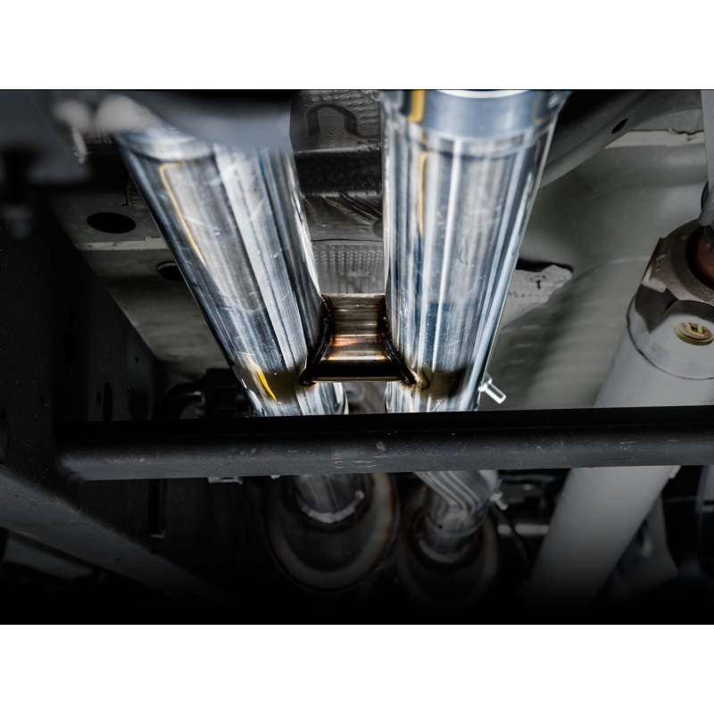 AWE Tuning 4th Gen GM 1500 6.2L 0FG Catback Split Rear Exit (w/ Bumper Cutouts) - Quad Chrome Tips