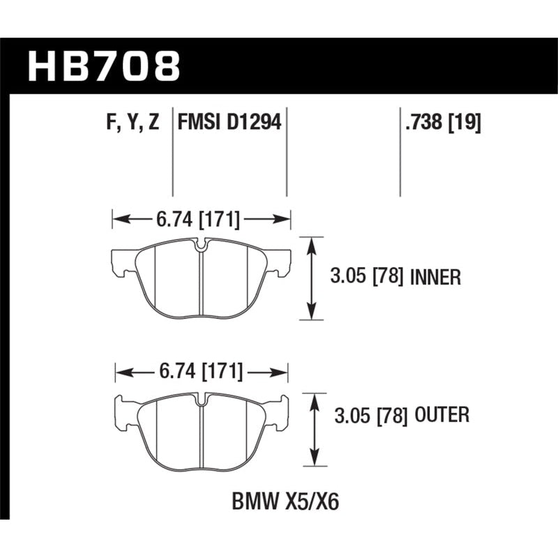 Hawk 07-08 BMW X5 3.0si/4.8i / 09-13 X5 Xdrive / 08-13 X6 Xdrive Perf Ceramic Frt Street Brake Pads - T1 Motorsports