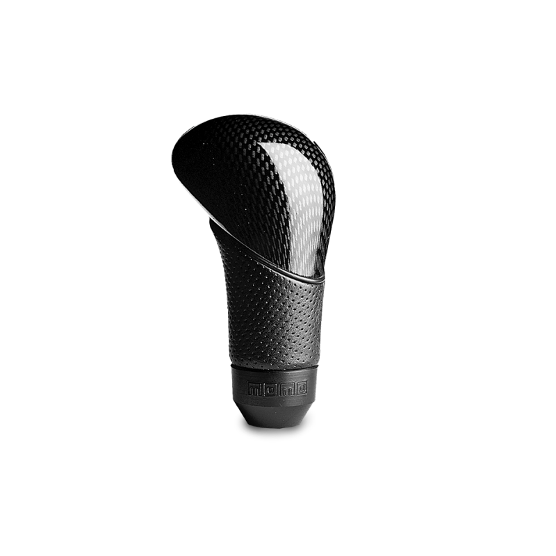 Momo Shadow Shift Knob - Black Airleather, Carbon Effect Insert