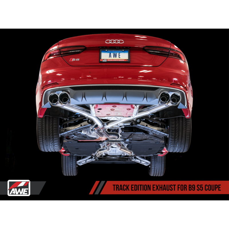 AWE Tuning Audi B9 S5 Coupe 3.0T Track Edition Exhaust - Chrome Silver Tips (102mm)