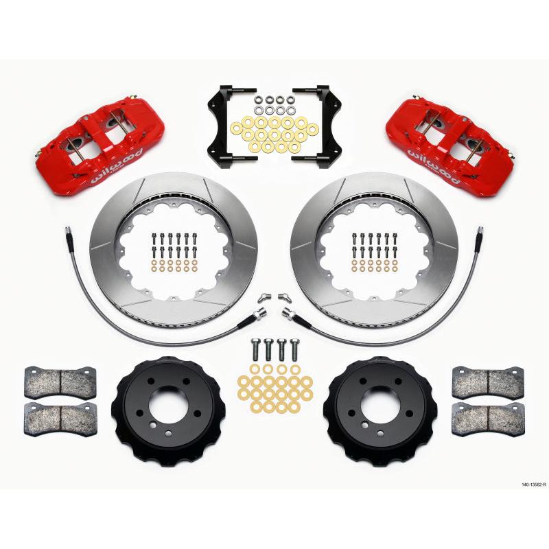 Wilwood AERO6 Front Hat Kit 14.00 Red 2007-2011 BMW E90 Series w/Lines - T1 Motorsports