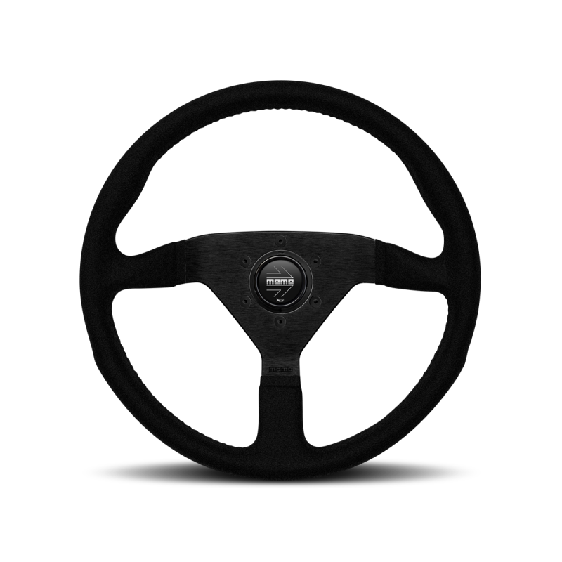 Momo Montecarlo Alcantara Steering Wheel 320 mm - Black/Black Stitch/Black Spokes