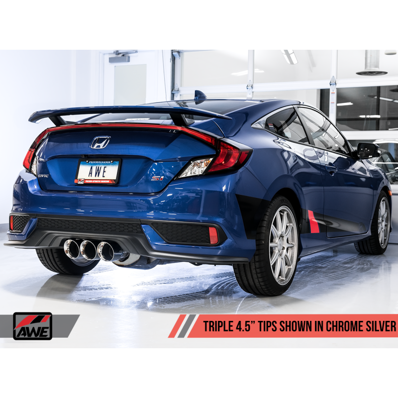 AWE Tuning 2016+ Honda Civic Si Touring Edition Exhaust w/Front Pipe & Triple Chrome Silver Tips