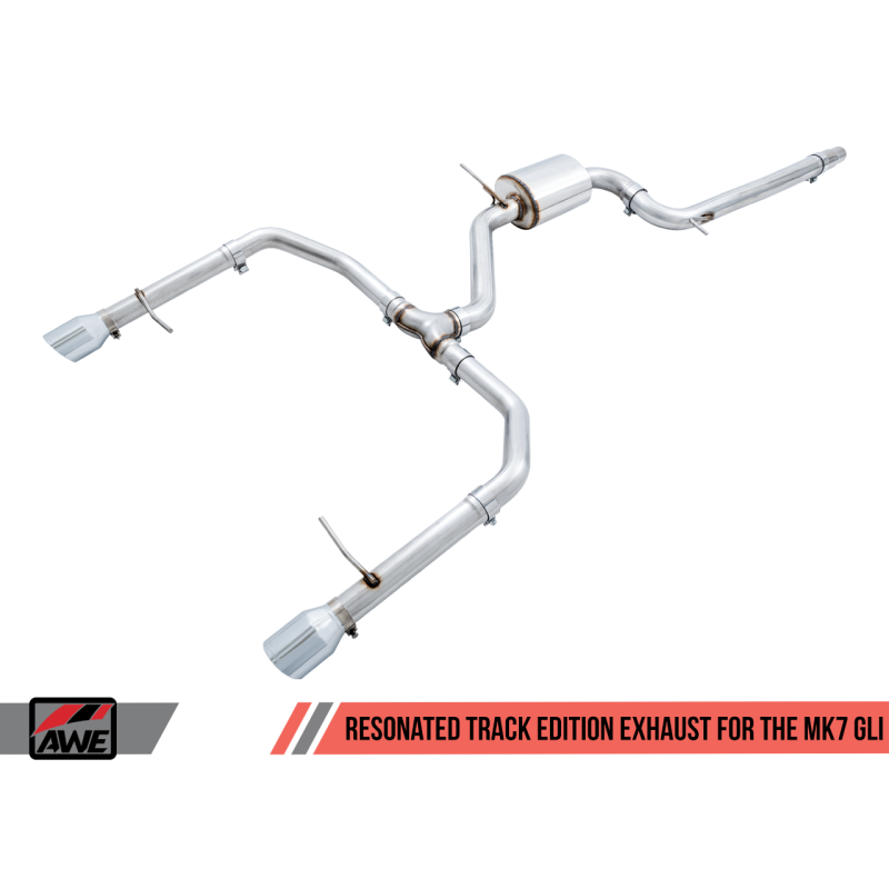 AWE Tuning 18-21 Volkswagen Jetta GLI Mk7 Track Exhaust - Chrome Silver Tips (Fits High-Flow DP)